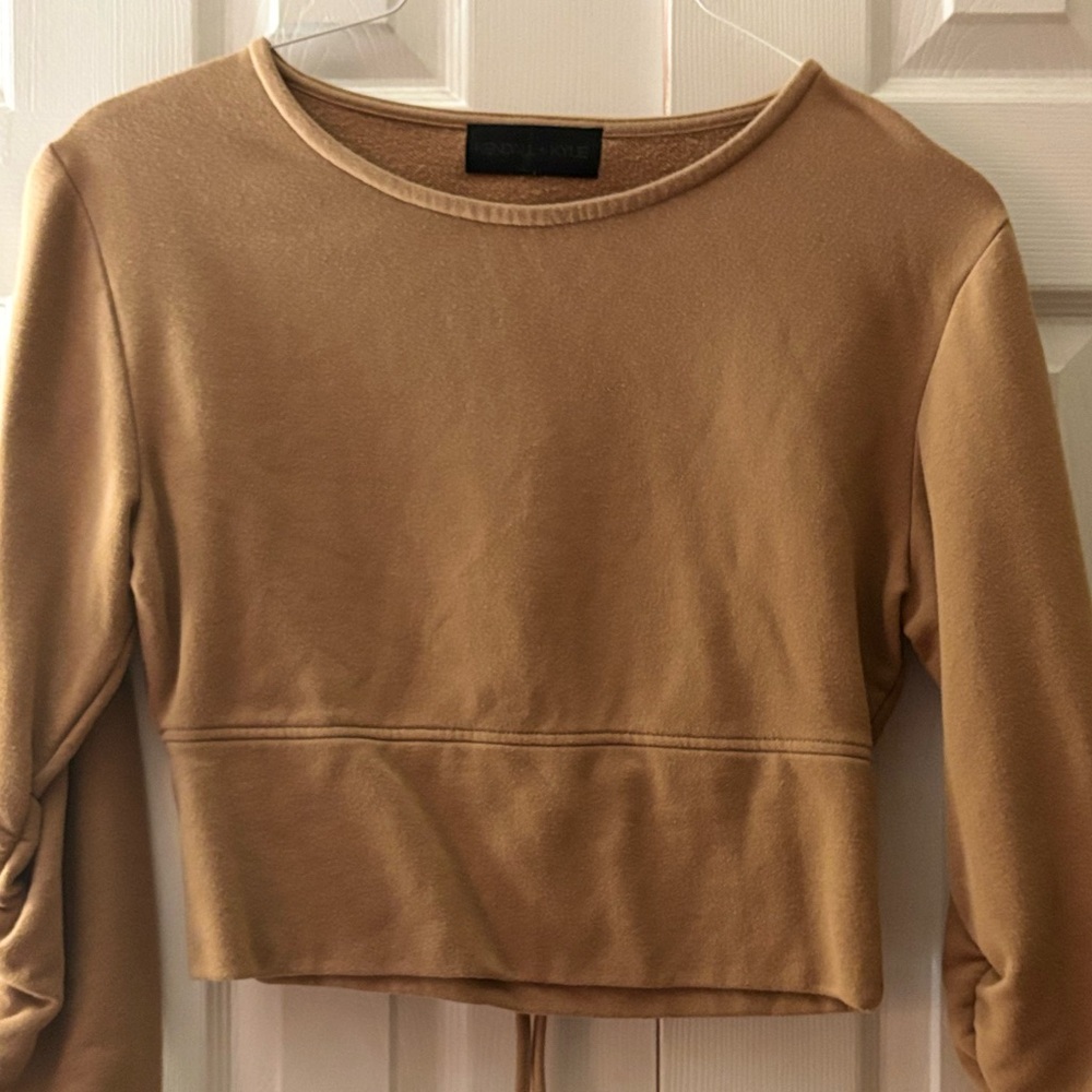 Tan Long Sleeve Crop Top
